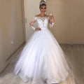 new foreign trade  fashion one-shoulder v-neck slim-fit trendy puffy train wedding dress with lace trim