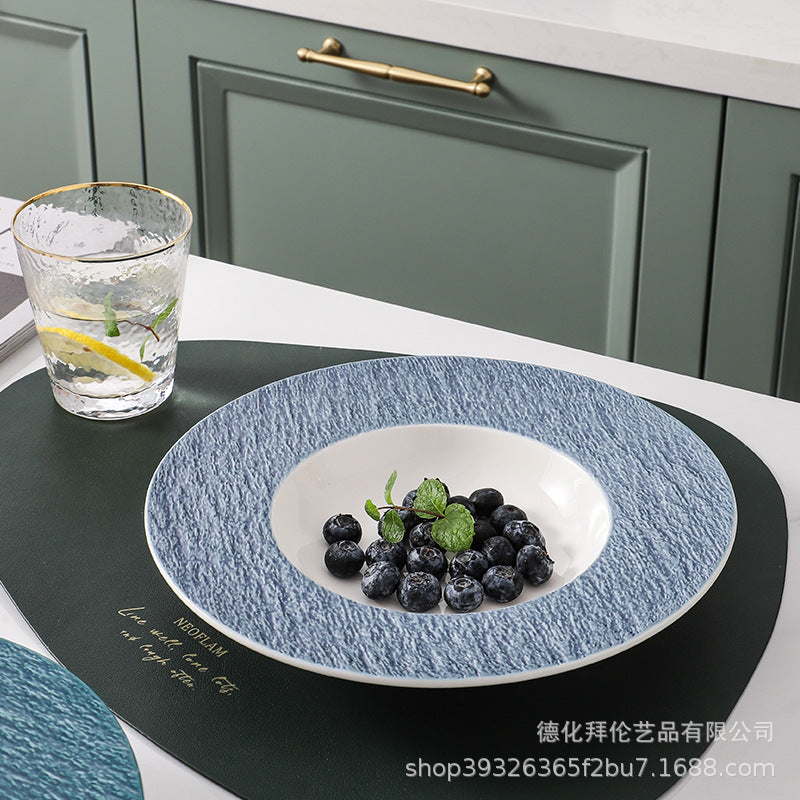 Ceramic pasta plate - home use straw hat plate, creative soup plate, western-style popular restaurant & hotel pasta plate tableware
