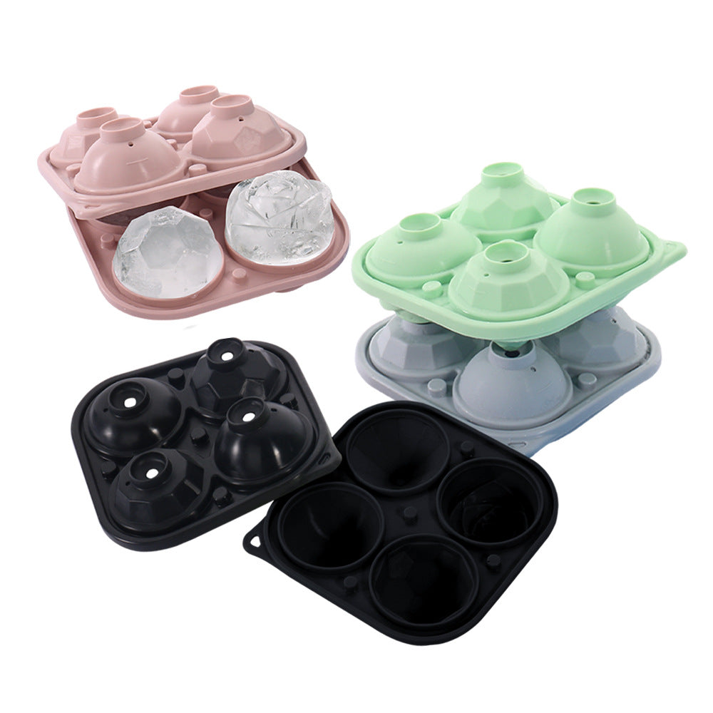 Creative rose silicone ice box multi-shape 4 grid with cover round 5CM easy demoulding silicone ice cube mold