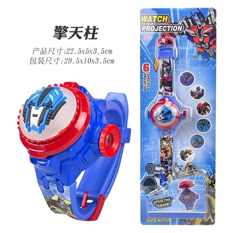 Tiktok live stream rotating colorful lights music hello kitty unicorn cartoon children's toy watch flip cover toy watch gift