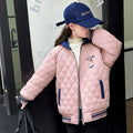 Girls' cotton-padded jacket, new  collection, autumn/winter outerwear for mid-to-large children, fleece-lined and extra thick, stylish and trendy, warm top for girls