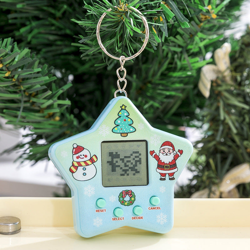 Five-pointed star pet feeding game console kids educational digital toy creative retro keychain pendant