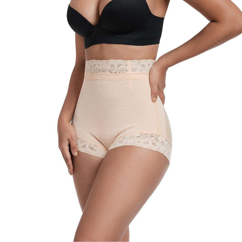 hardened mesh high waist hip lifting and abdominal tightening pants for women lace glue summer body shaping pants boxer waist tightening pants