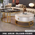 Gray glass + glossy snow mountain white - gold frame white cabinet