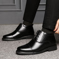 Genuine cowhide high-top three-piece leather shoes men genuine leather two-cotton shoes fleece-linedheattechwinter middle-aged and elderly dad men's shoes