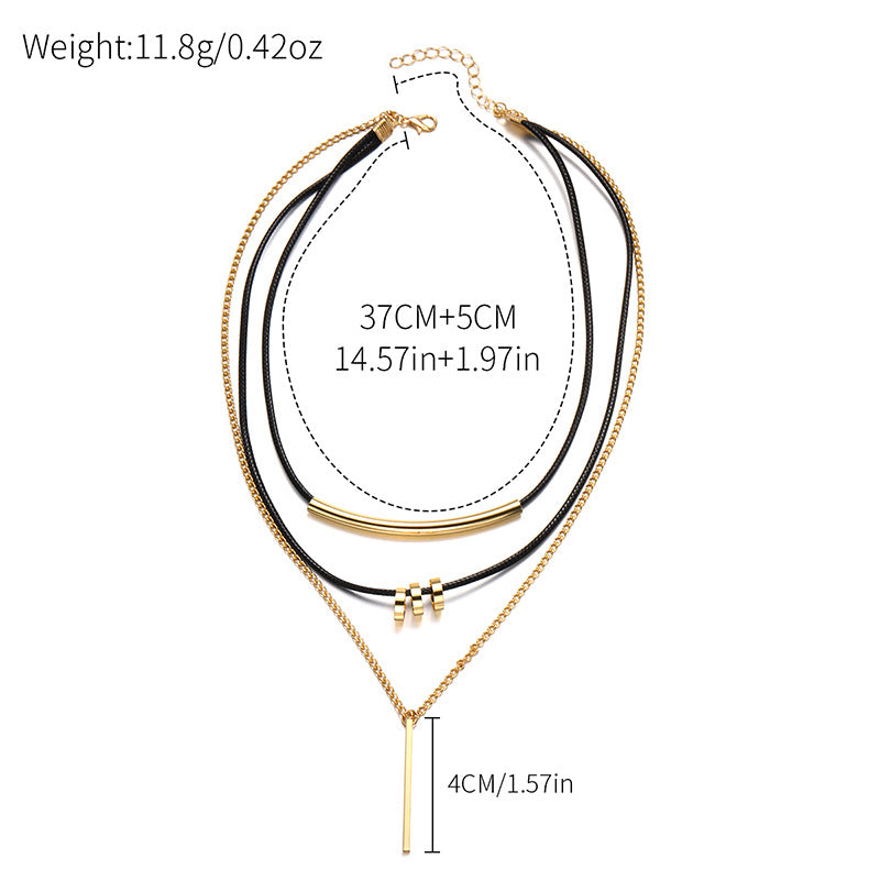 Sweater accessories necklace wholesale european and american cross-border jewelry women's multi-layer geometric alloy exaggerated design autumn and winter clavicle chain