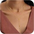 Amazon new arrival: zircon-embellished chain tassel y-shape necklace - fashionable minimalist lariat choker, perfect for holiday gifts