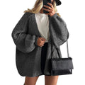 2025 fall/winter new european and american cross-border commute women's knitted top, european and american casual sweater cardigan, loose fit open front