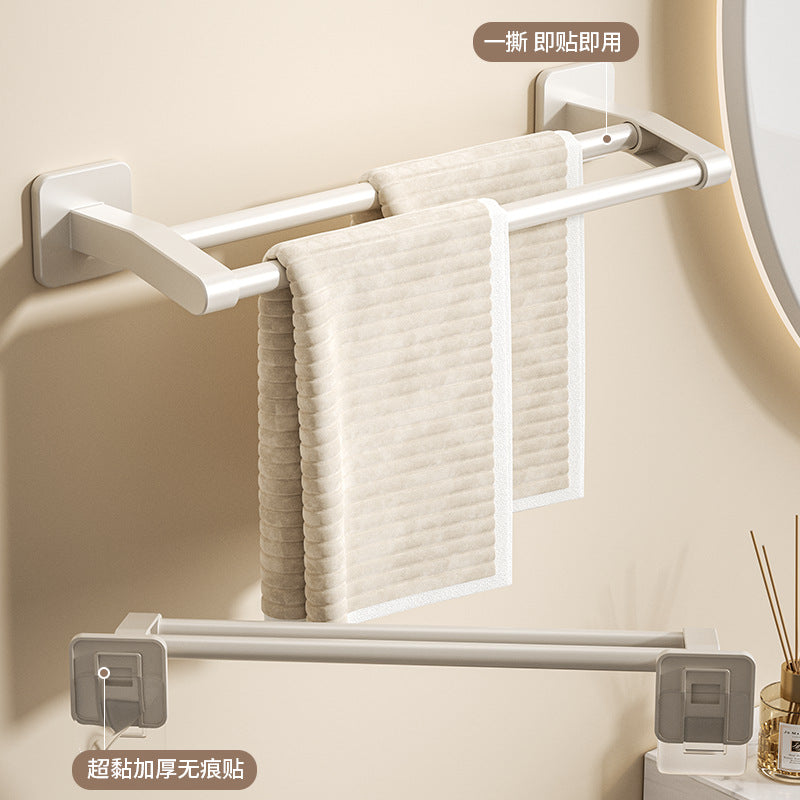 White towel rack, toilet non-punching wall rack, bathroom double single rod toilet, toilet storage hanger