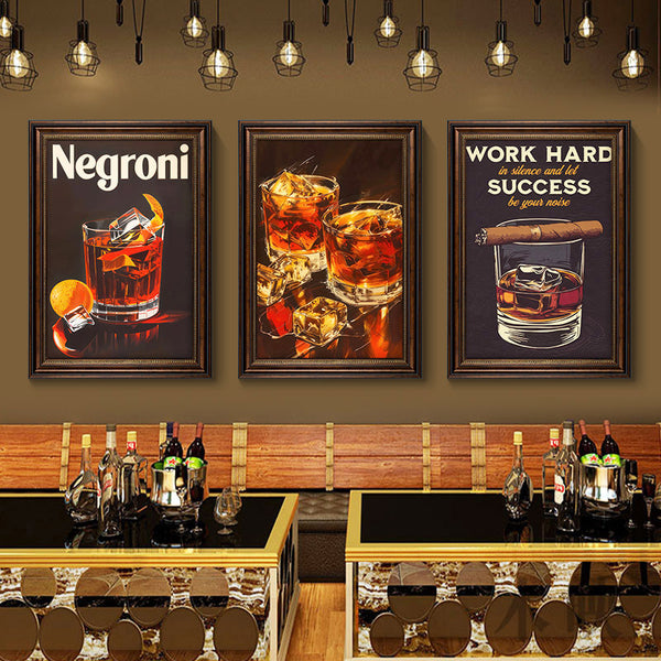 Retro pub red wine decoration painting creative American bar foreign wine cigar hanging painting tobacco and alcohol firm whiskey mural