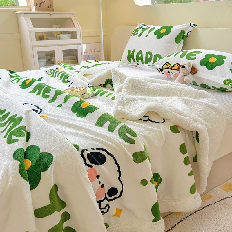 Winter Flannel Blanket Thickened Warm Lamb Fleece Blanket Office Nap Coral Fleece Blanket Milk Fleece Blanket