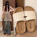 Thick sole birkenstock slippers women's summer casual lazy cross suede beach vacation style easiest for match beach flip flops