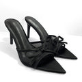 2026 summer breathable open-toe pointed-toe mules women's shoes sweet bow sandals european and american style elegant mesh high heels