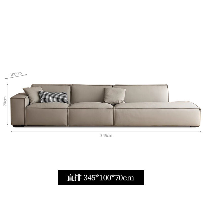Italian normcore genuine leather sofa modern casual small apartment tofu block sofa living room for home square leather sofa