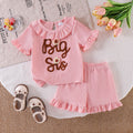 Children's clothing shein cross-border girlsuit pink short-sleeved tops+shortssuit