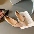 2024new arrival spring and summer studded flats shoes shallow patent leather willow soft bottom boat shoes flats shoes women's pointed toe flats women