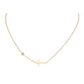 European and american style cross-border niche small and large diamond-encrusted cross necklace bracelet two-piece set clavicle chain for women titanium steel does not fade