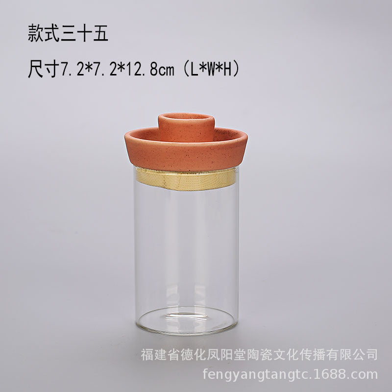 陶瓷烛台北欧IN风简约桌面摆件玻璃储蓄罐烛光晚餐干花密封罐装饰