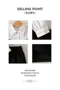 Girls' spring outfit set: striped shirt & black and white color block skirt - two-piece preppy style