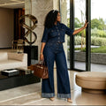 Amazon  cross-border high-quality fashion trendy casual summer five-sleeve denim set for women