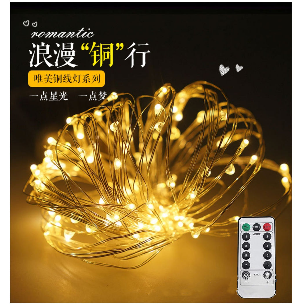 LED copper wire light string outdoor remote control battery box USB Christmas decorative light string festive copper wire light string wholesale