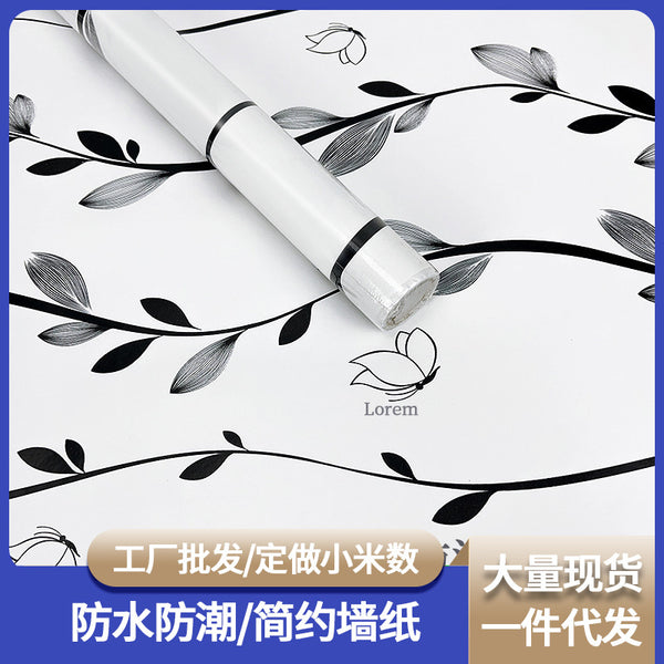 Wholesale moisture-proof wallpaper simple wallpaper self-adhesive household dormitory wall wallpaper decorative wardrobe table plant sticker