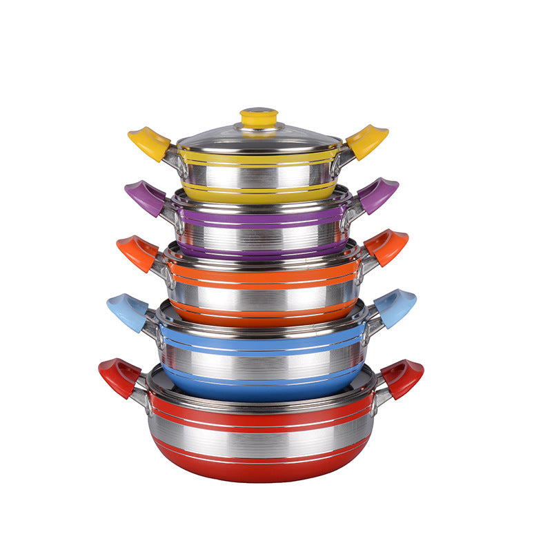thickened double-ear soup pot 18-26cm non-stick household kitchen pot set gift aluminum pot pot