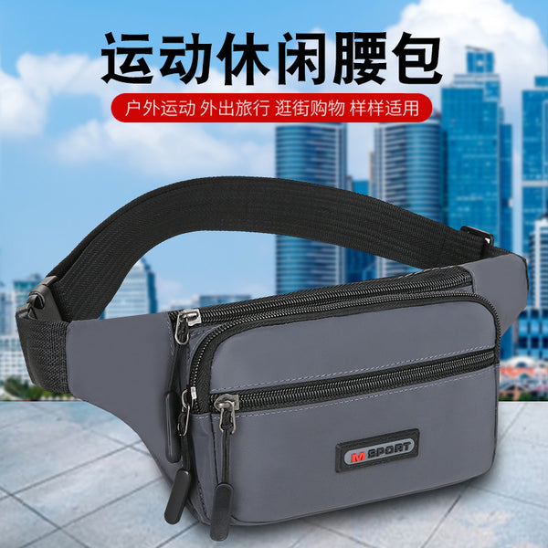 Fanny pack, men's and women's large-capacity waterproof and wear-resistant Oxford canvas, leisure outdoor multi-functional wallet, cashier business bag