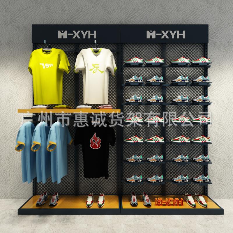 Clothing store display rack men's clothing women's clothing shelf display floor-to-ceiling shoe store shoe rack live broadcast Nakajima wrought iron shelf