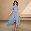 European and american style chiffon one-shoulder a-line dress for teens - minimalist, elegant, and fashionable with hair accessories