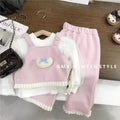 Girls' fall outfit set : new stylish and trendy children's clothing - heart print top and pants two-piece set