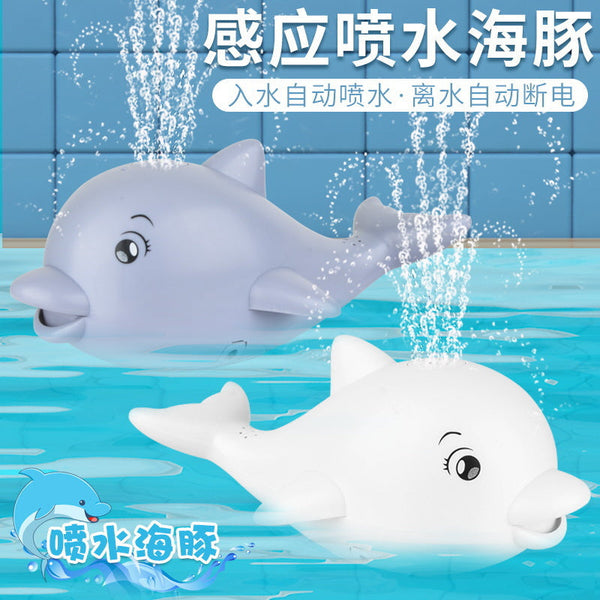 Cross-border  children's music induction water spray dolphin bathroom water toy electric light water and land toy