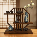 Retro chinoiserie bogu rack small duobao pavilion desktop teapot tea set storage rack tea cup rack multi-layer storage rack