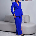 D3315 european and american style women's new fashion elegant ol ruffle long sleeve top and wide leg pants cross-border set