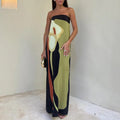 cross-border e-commerce women's fashion: european and american summer new arrivals - trendy off-the-shoulder bandeau sexy backless printed dress