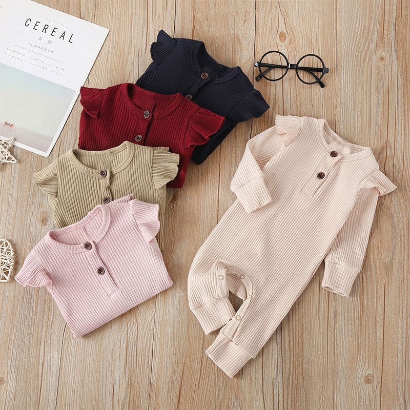 Baby casual romper children's new arrival baby pit strips girl long sleeves jumpsuit children's clothing fashion