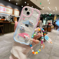 Suitable for apple 16pro stereo wave gradient color cinnamon dog doll mobile phone case iphonex bracelet protective cover