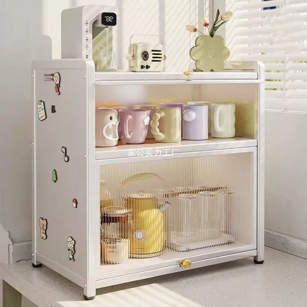 Cup storage rack Multi-layer with door dust cup holder Countertop water cup bottle storage cabinet Desktop storage rack