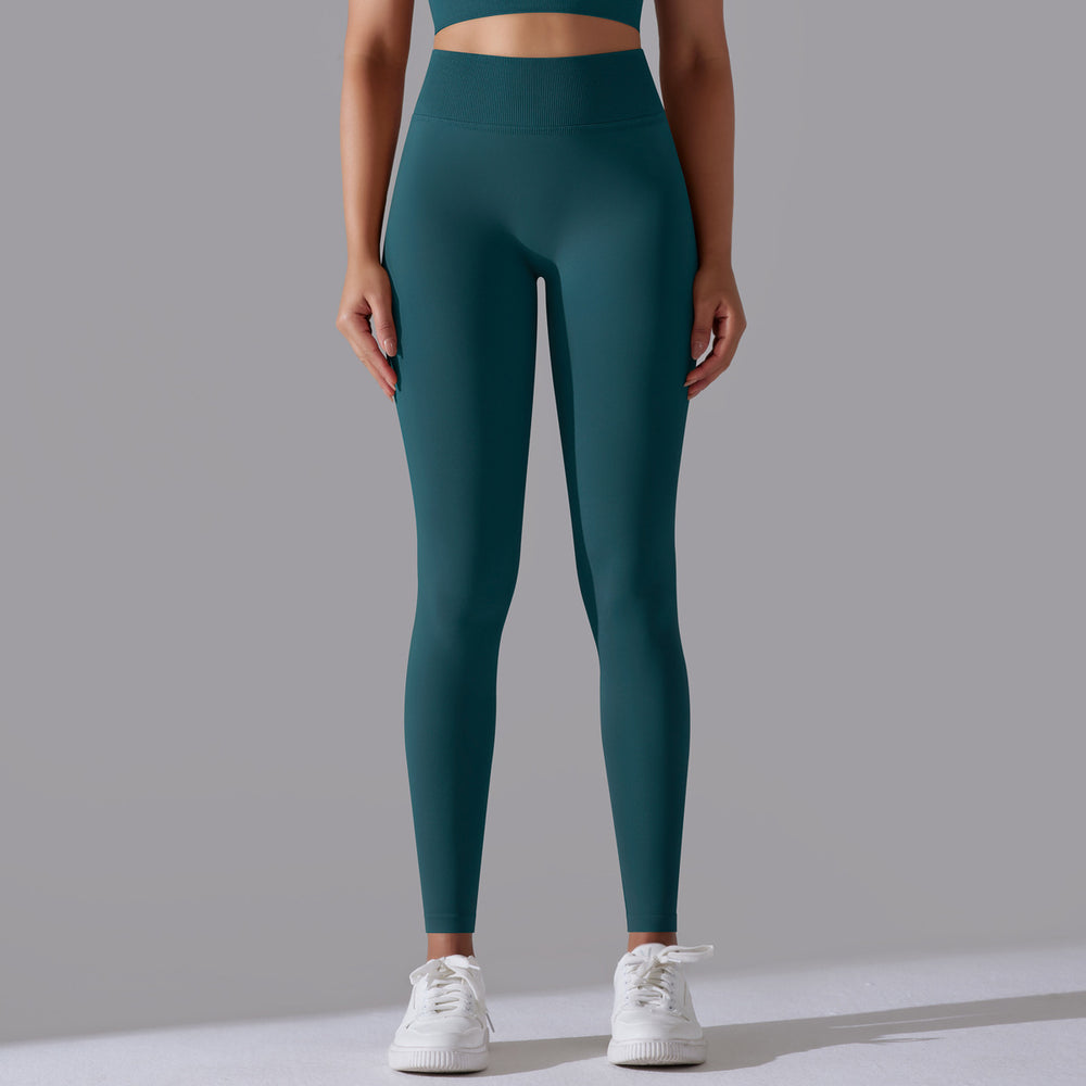 fashion seamless knittingpure colorhigh waist tight peach butt yoga pants sports running fitness nine-point pants
