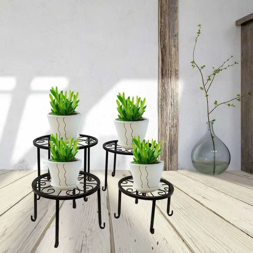balcony flower pot rack living room floor-standing decorative flower rack storage rack simple single-layer iron indoor flower rack