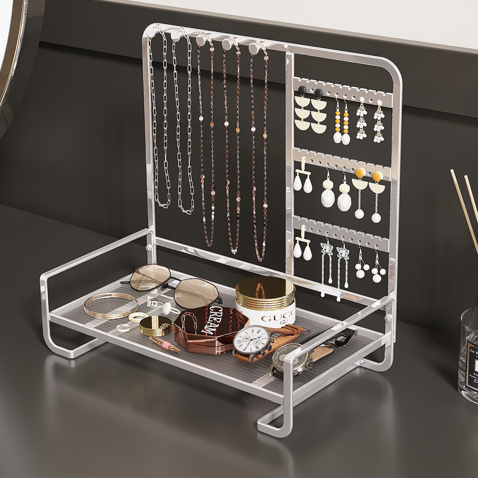 Cross-border jewelry display stand, jewelry storage rack, necklace, bracelet rack, wrought iron ring tray, earrings, earrings, hanger.
