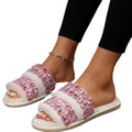 Rhinestone cotton slippers 2024 new women's winter fleece-lined thickened couple student plush slippers home indoor cotton slippers
