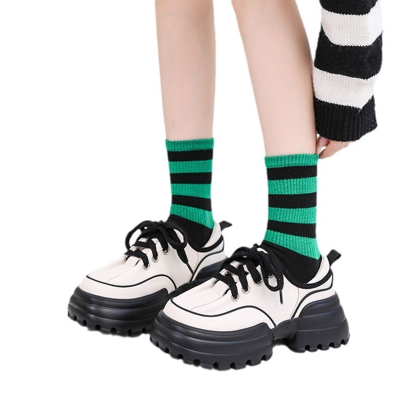 Timanshan niche design cake sole dad shoes women 2024 new versatile sports platform muffin shoes ins tide