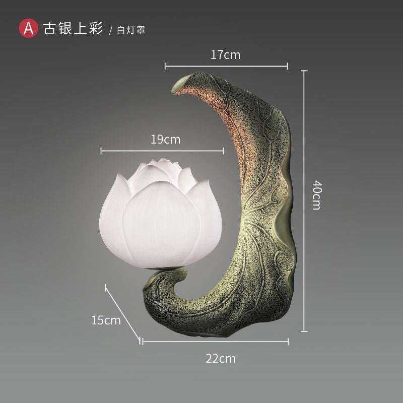 Creative new chinoiserie wall lamp tv wall corridor aisle courtyard balcony bedroom bedside lamp stairs lotus wall lamp