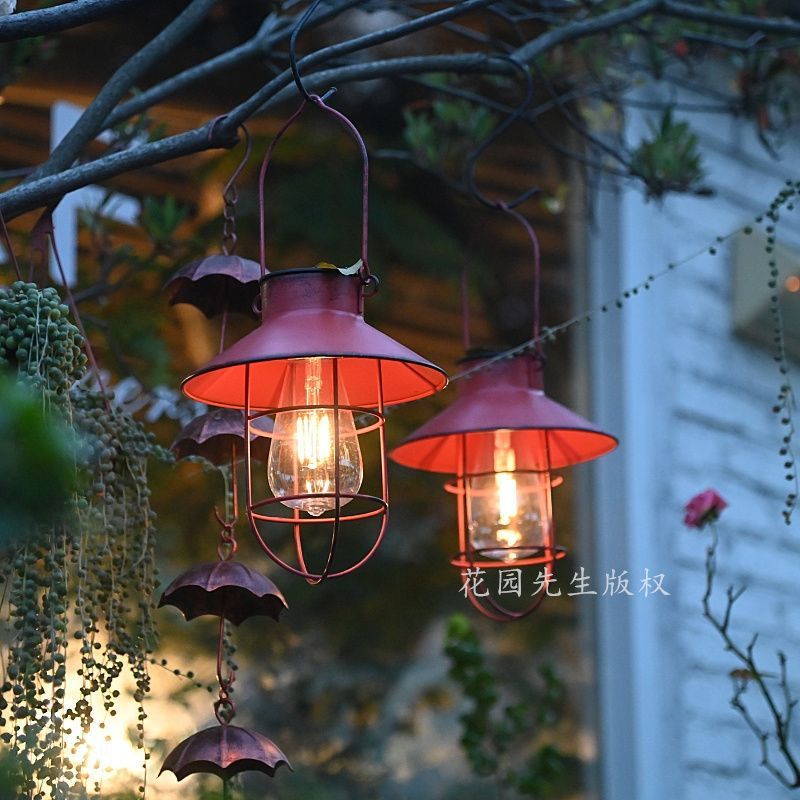 Solar powered hanging lanterns - outdoor garden balcony decor - waterproof, atmospheric, retro style - perfect for patio and garden lighting