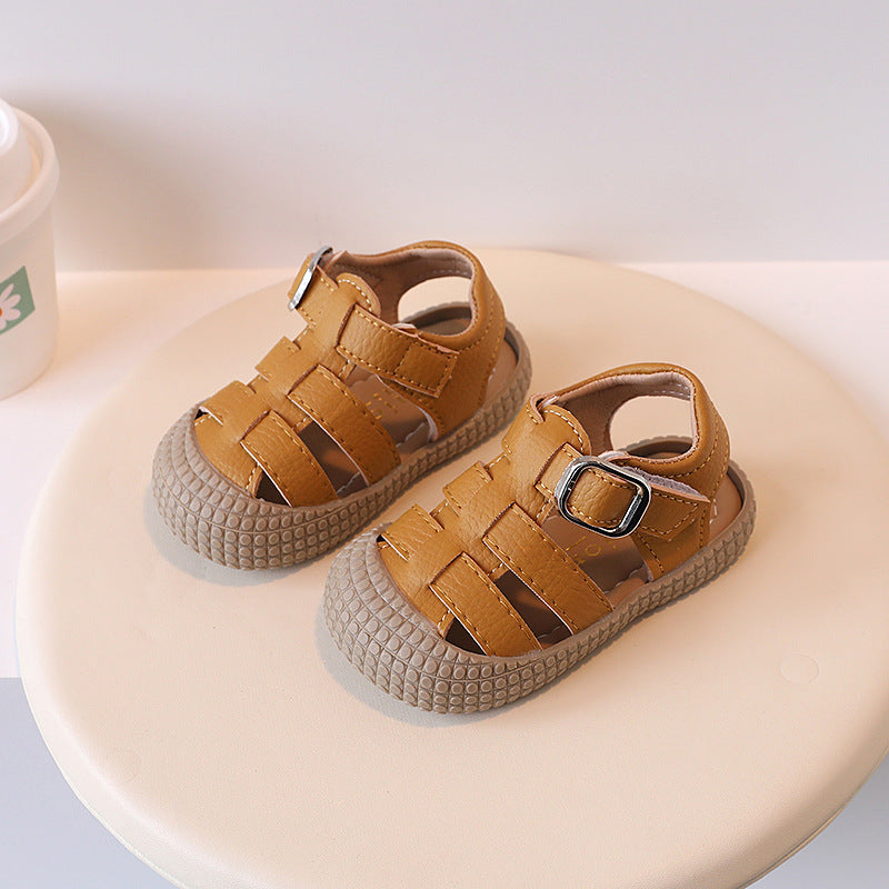 Korean style trendy summer new baby first walker shoes soft sole sandals simple breathable closed-toe sandals for boys and girls 1-3 years old