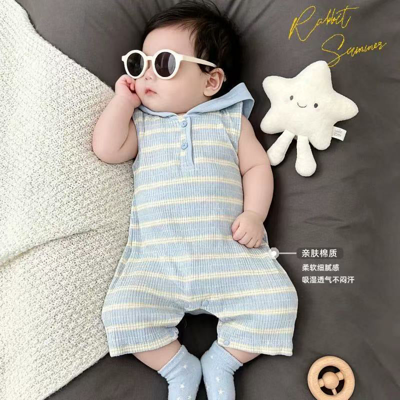 Summer lightweight breathable cute romper baby sleeveless unisex bodysuit cartoon onesie summer outfit
