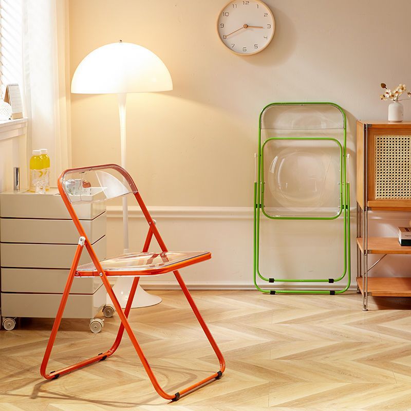 Casual foldable chair transparent crystal photo chair scandinavian acrylic fashion popular makeup stool backrest dining chair