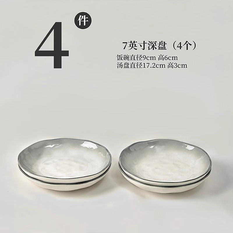 Ceramic rice bowl for home2025new arrival underglaze color classy sense tableware eating bowl plate dish suit small bowl
