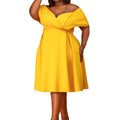 Amazon  women's summer short-sleeve v-neck solid color tie-up african off-the-shoulder plus size maternity fashion dress